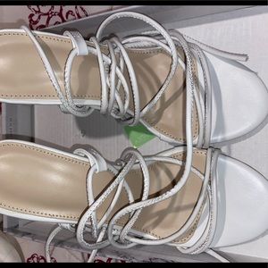 White Lace Up Heels